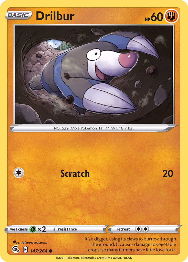 Drilbur Pokemon card (147/264, Fusion Strike)