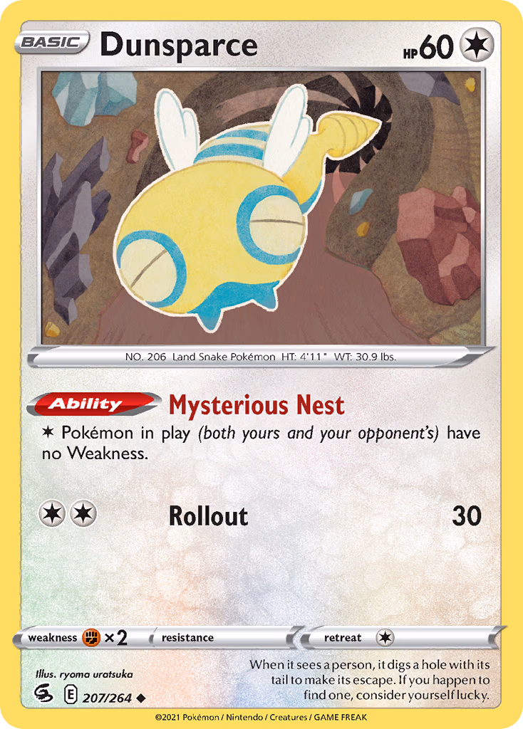 Dunsparce Pokemon card (207/264, Fusion Strike)
