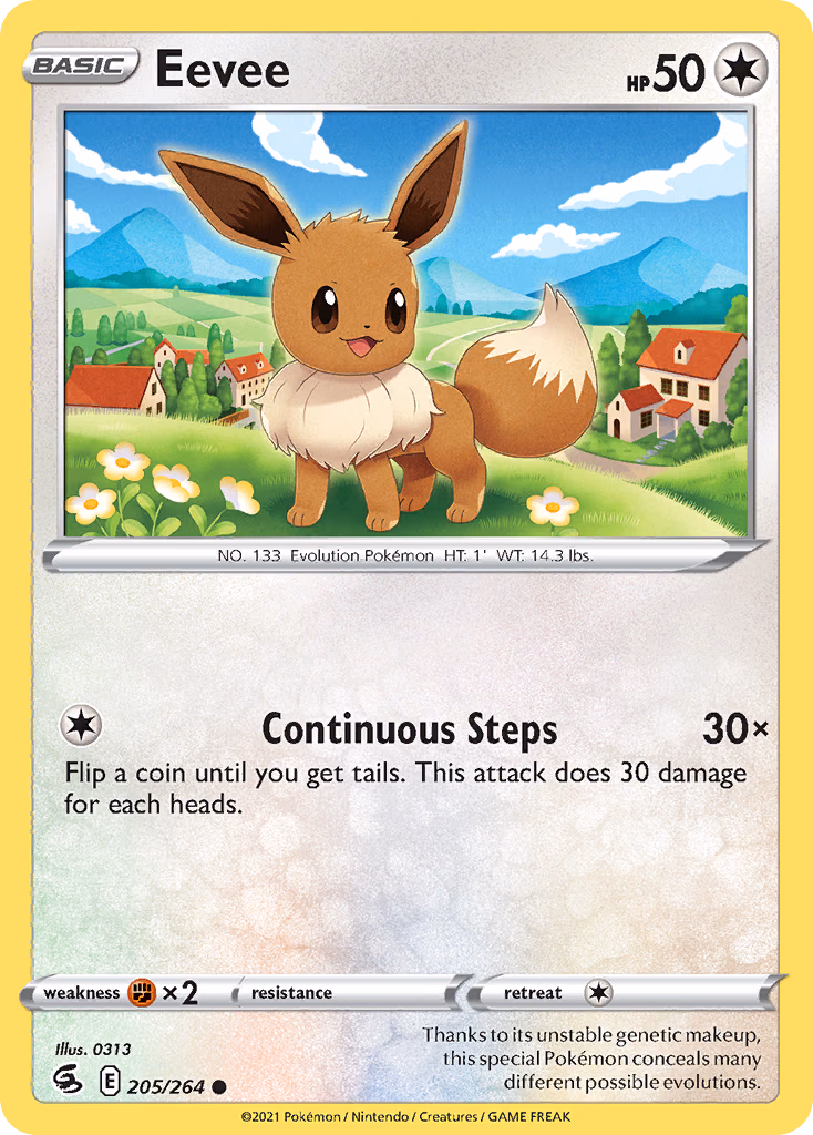 Eevee Pokemon card (205/264, Fusion Strike)