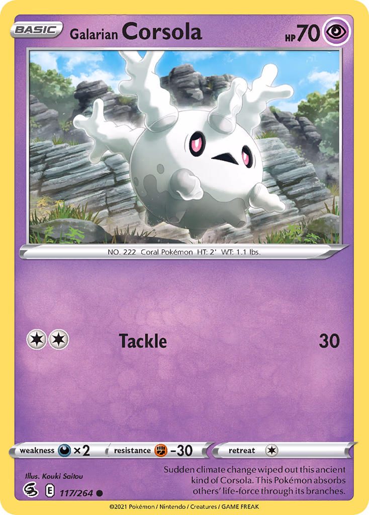 Galarian Corsola Pokemon card (117/264, Fusion Strike)