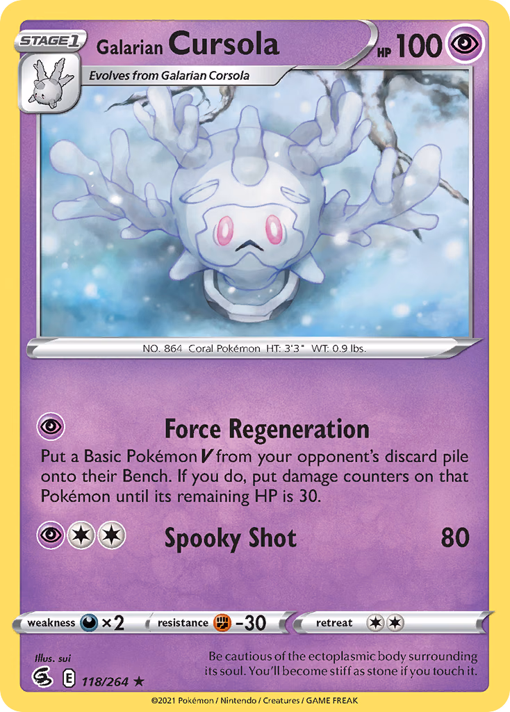 Galarian Cursola Pokemon card (118/264, Fusion Strike)