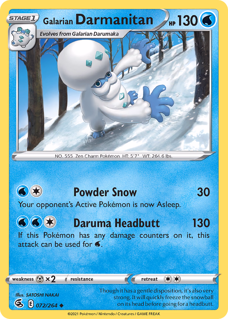 Galarian Darmanitan Pokemon card (072/264, Fusion Strike)