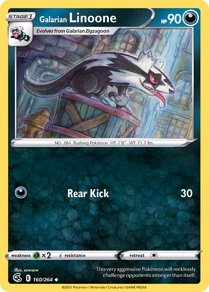 Galarian Linoone Pokemon card (160/264, Fusion Strike)