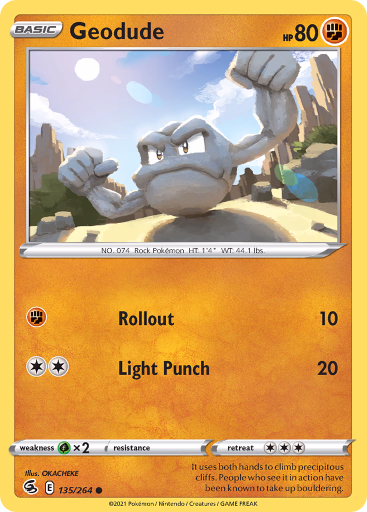 Geodude Pokemon card (135/264, Fusion Strike)