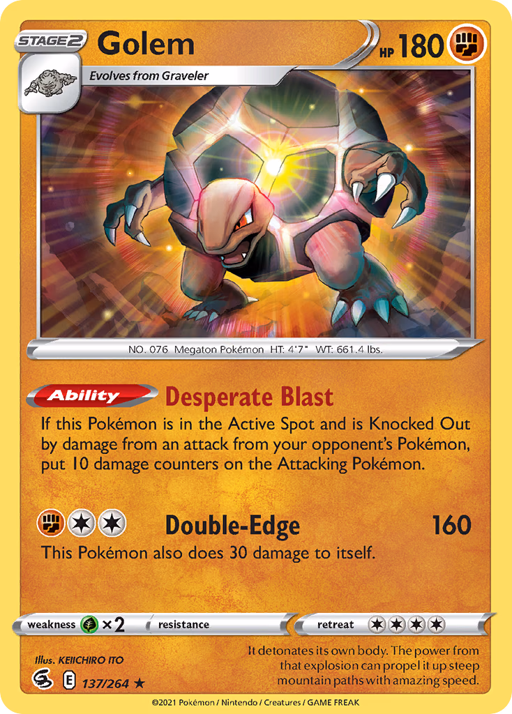 Golem Pokemon card (137/264, Fusion Strike)