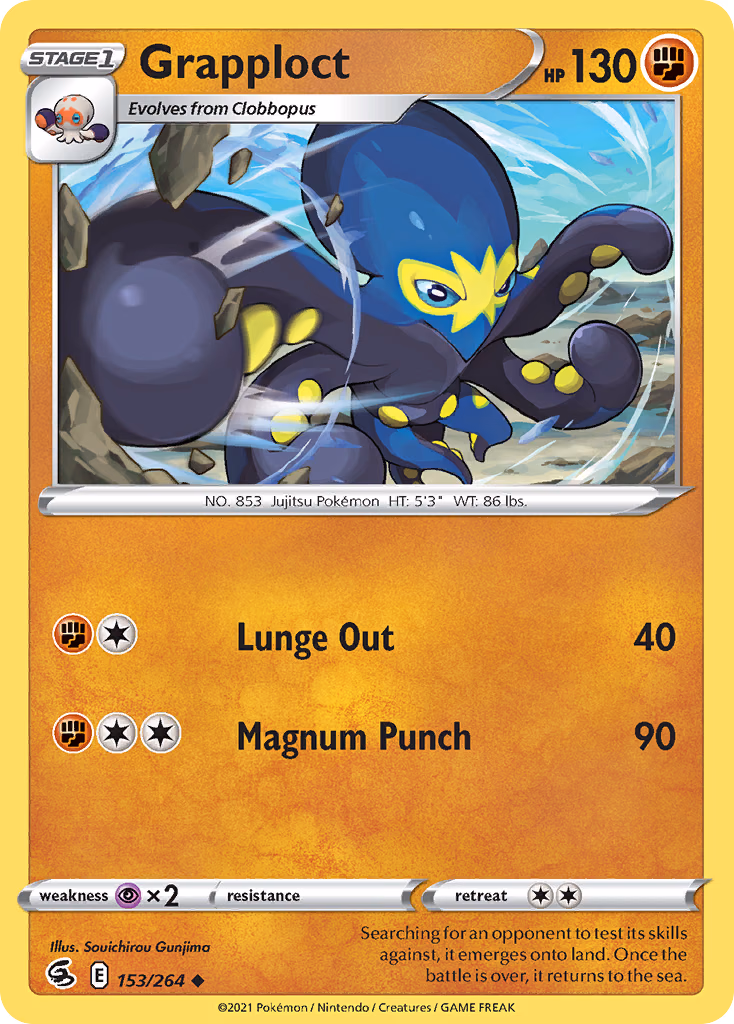 Grapploct Pokemon card (153/264, Fusion Strike)