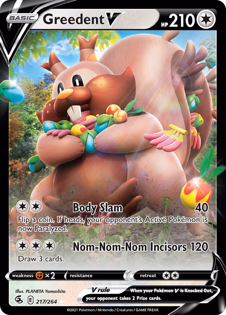 Greedent V Pokemon card (217/264, Fusion Strike)