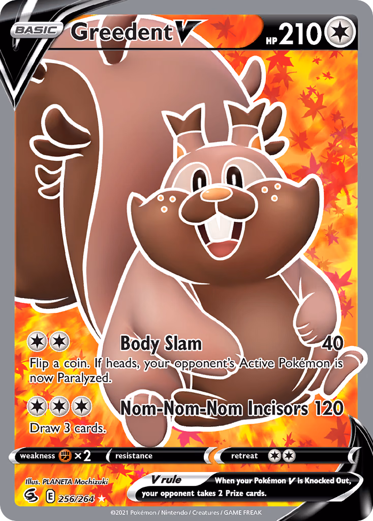 Greedent V Pokemon card (256/264, Fusion Strike)