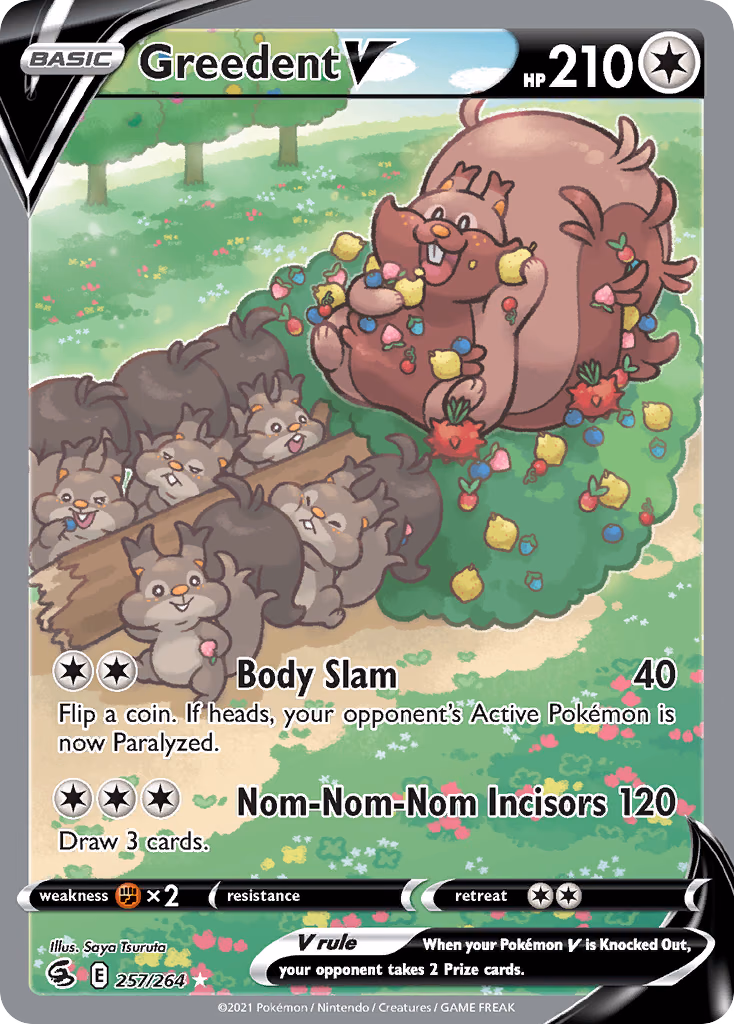 Greedent V Pokemon card (257/264, Fusion Strike)