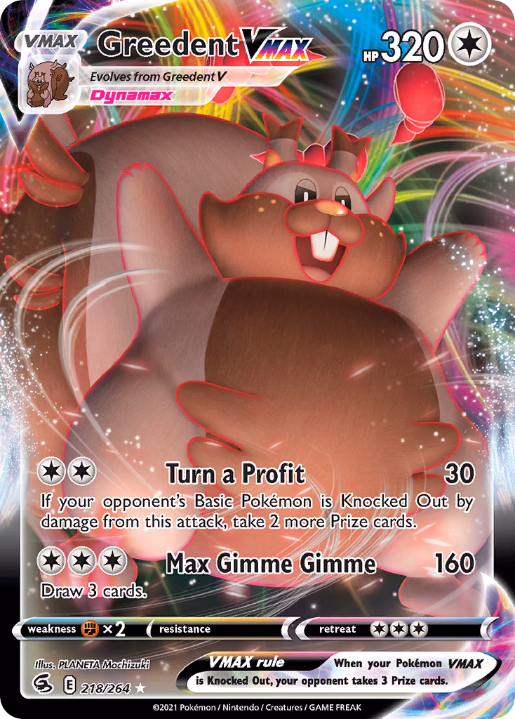 Greedent VMAX Pokemon card (218/264, Fusion Strike)
