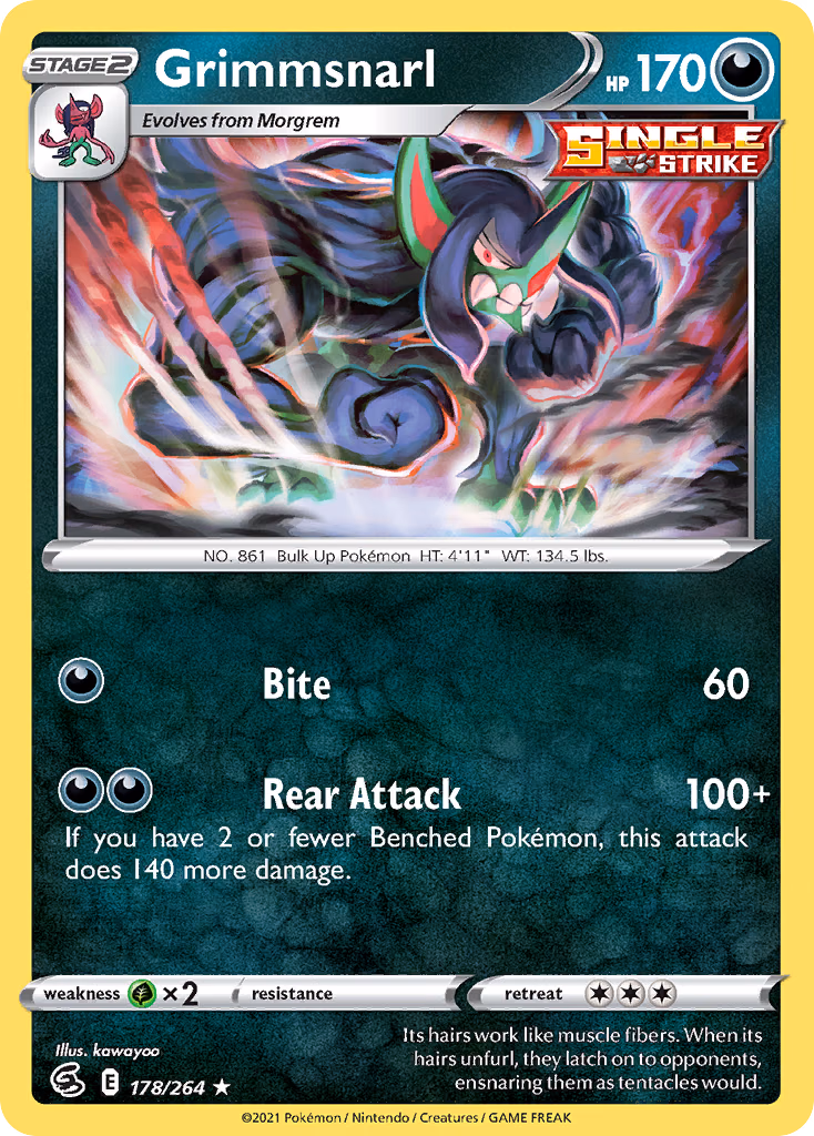 Grimmsnarl Pokemon card (178/264, Fusion Strike)