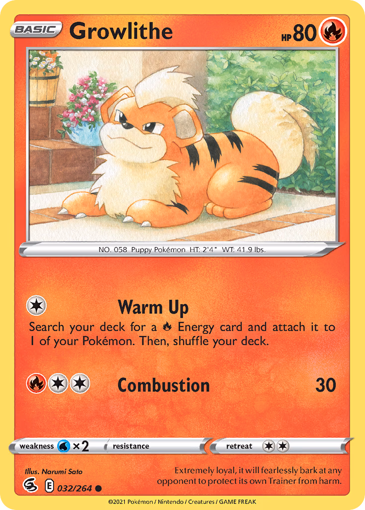 Growlithe Pokemon card (032/264, Fusion Strike)