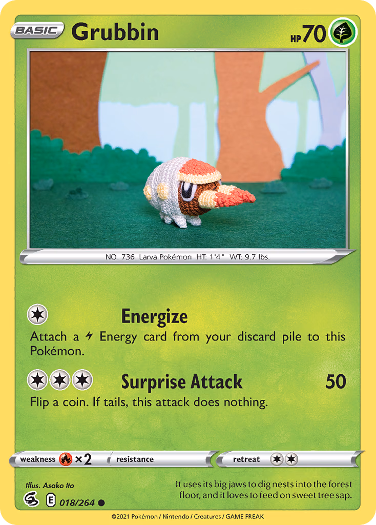 Grubbin Pokemon card (018/264, Fusion Strike)