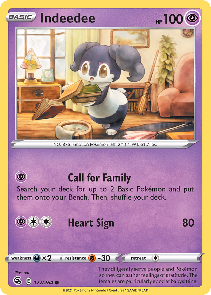 Indeedee Pokemon card (127/264, Fusion Strike)