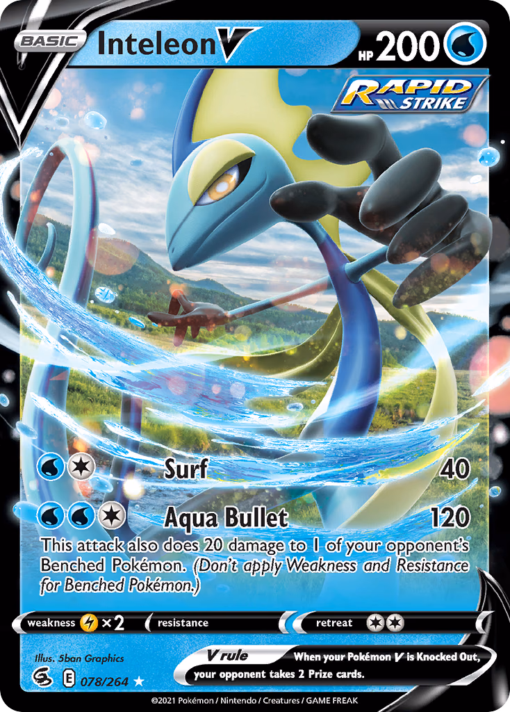 Inteleon V Pokemon card (078/264, Fusion Strike)