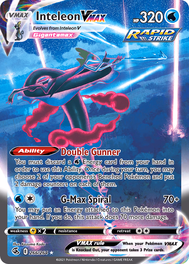 Inteleon VMAX Pokemon card (266/264, Fusion Strike)