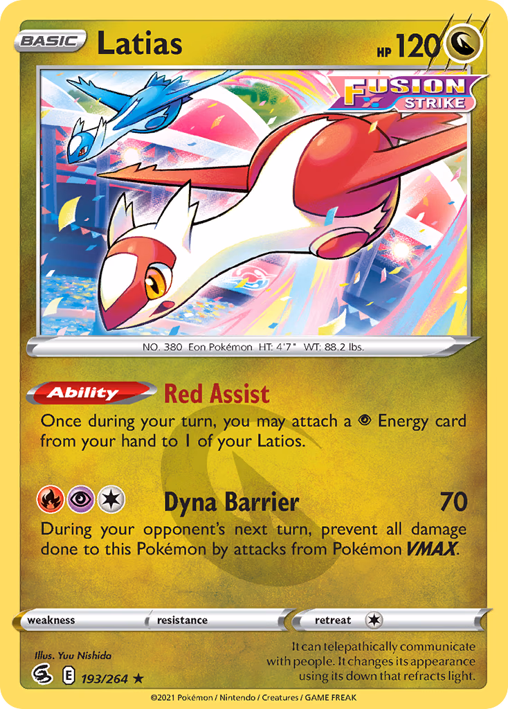 Latias Pokemon card (193/264, Fusion Strike)
