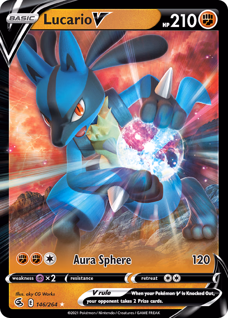 Lucario V Pokemon card (146/264, Fusion Strike)