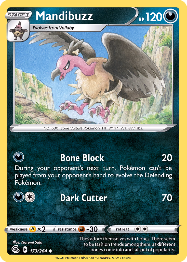 Mandibuzz Pokemon card (173/264, Fusion Strike)