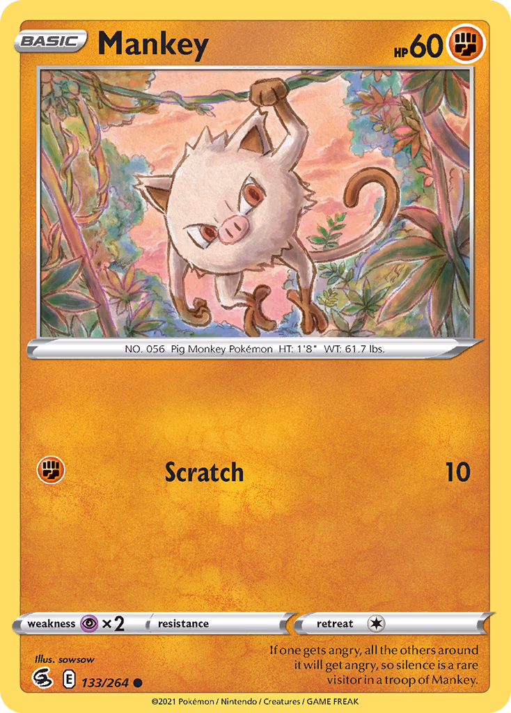 Mankey Pokemon card (133/264, Fusion Strike)