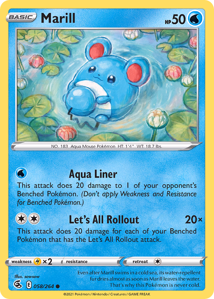 Marill Pokemon card (058/264, Fusion Strike)