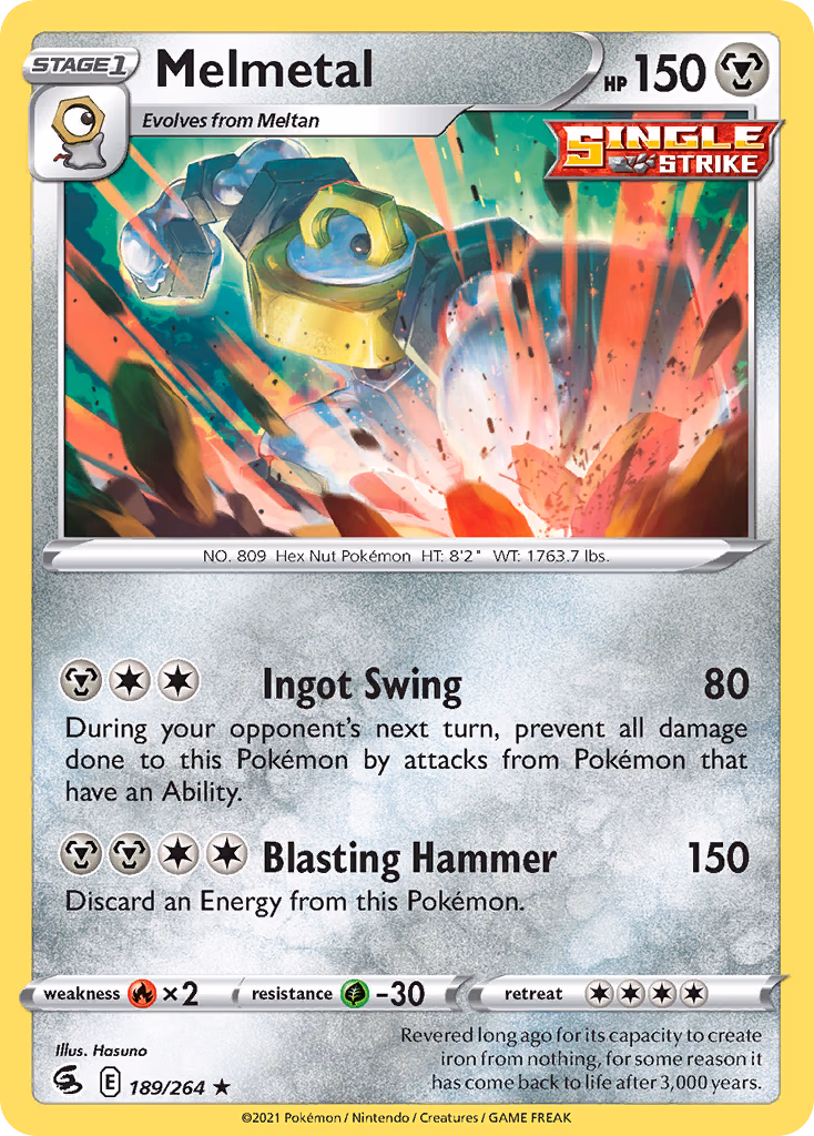 Melmetal Pokemon card (189/264, Fusion Strike)