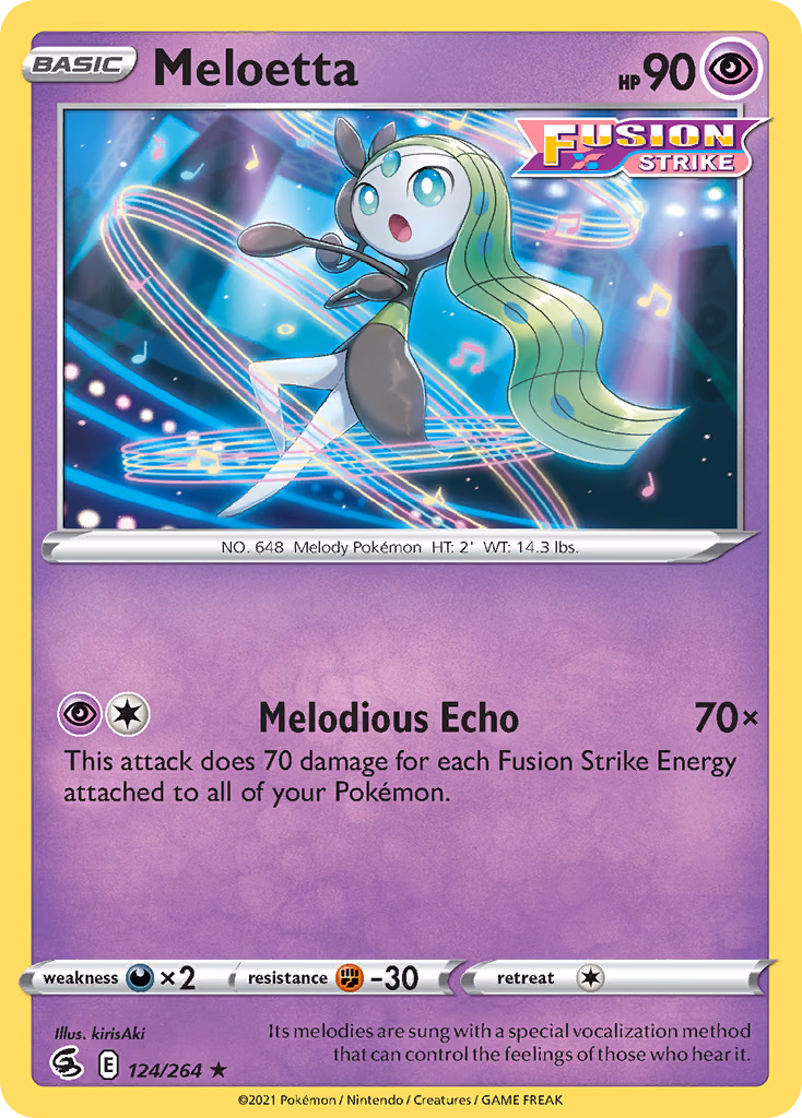 Meloetta Pokemon card (124/264, Fusion Strike)