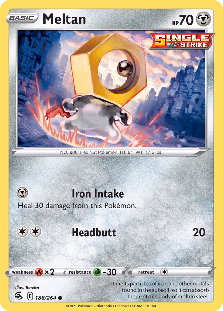 Meltan Pokemon card (188/264, Fusion Strike)