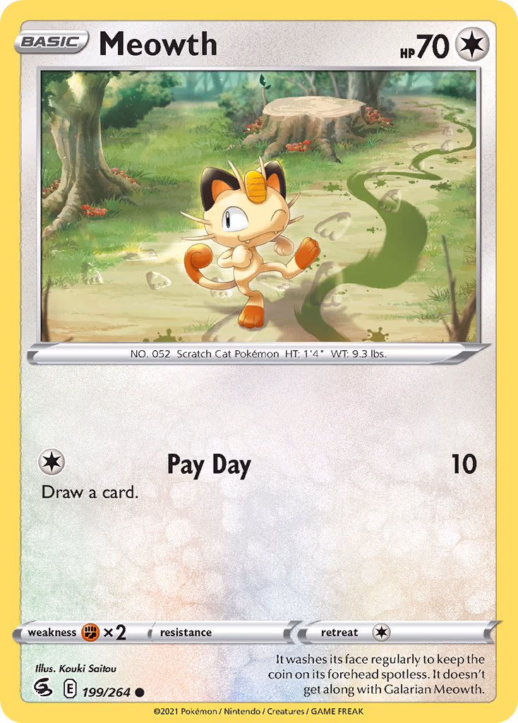 Meowth Pokemon card (199/264, Fusion Strike)
