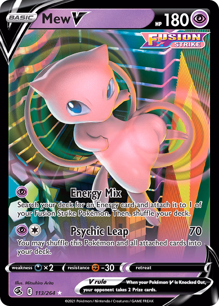 Mew V Pokemon card (113/264, Fusion Strike)