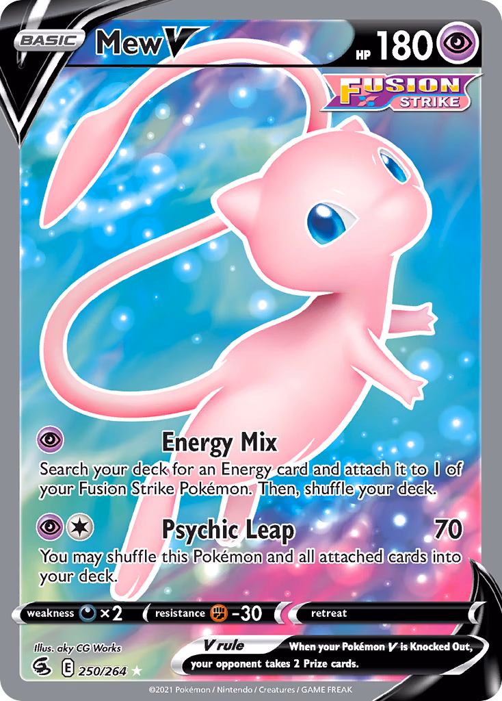 Mew V Pokemon card (250/264, Fusion Strike)
