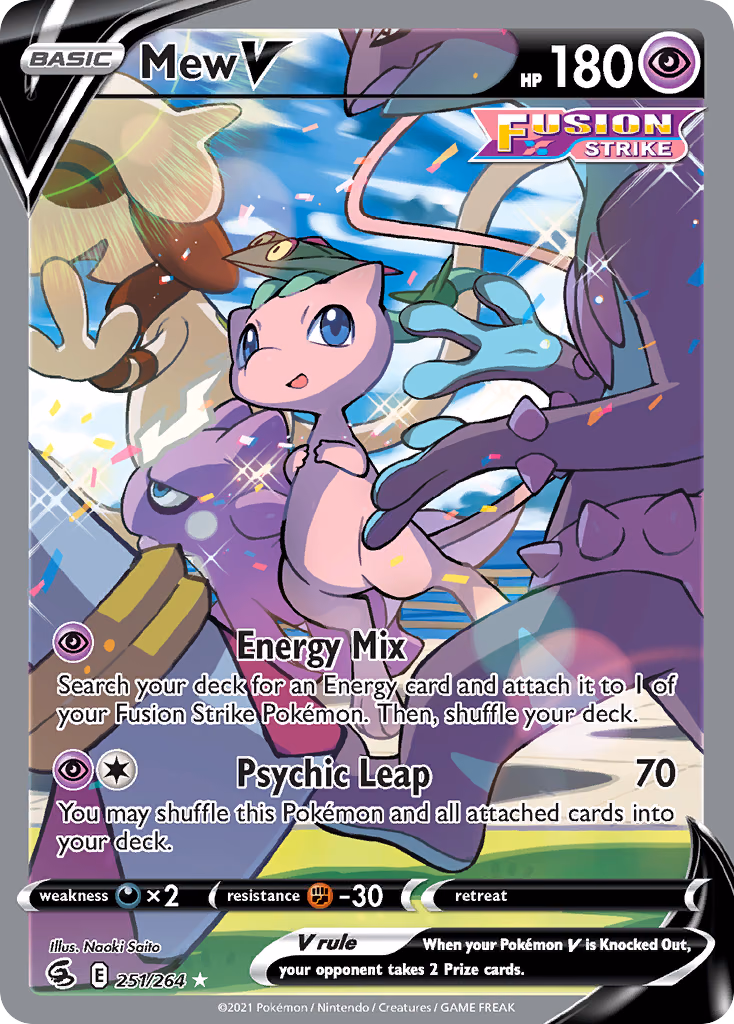Mew V Pokemon card (251/264, Fusion Strike)