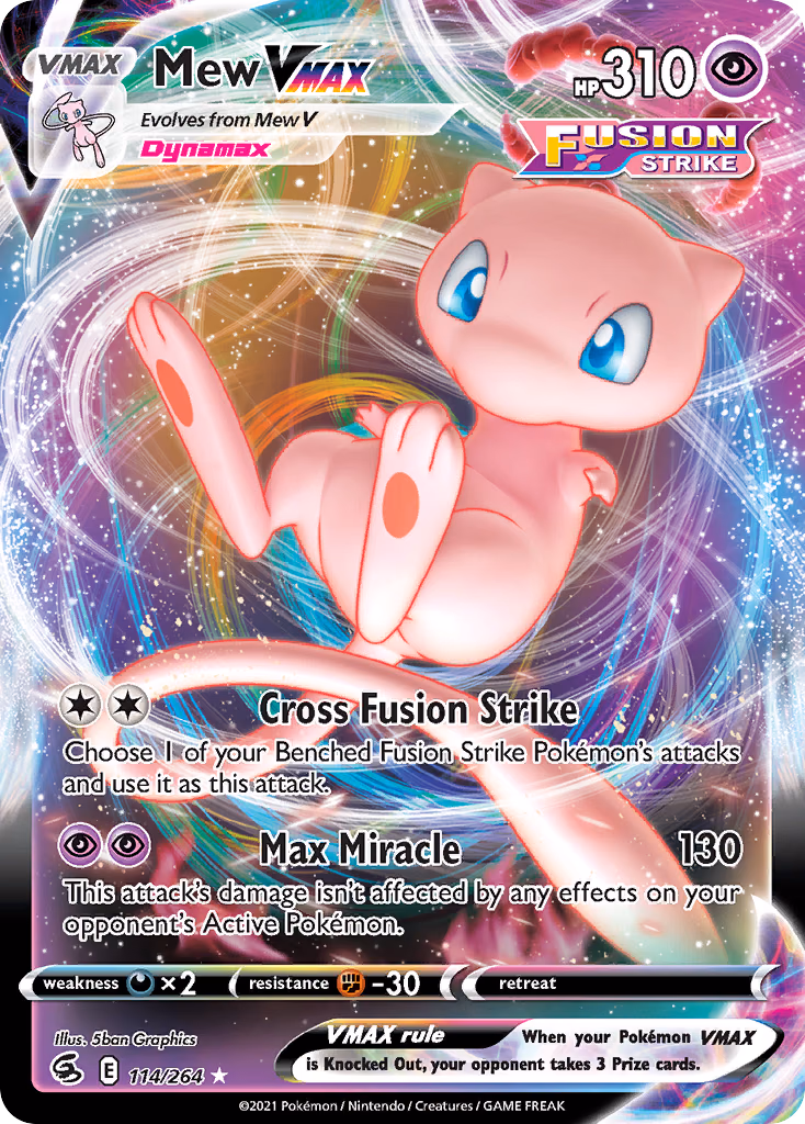 Mew VMAX Pokemon card (114/264, Fusion Strike)