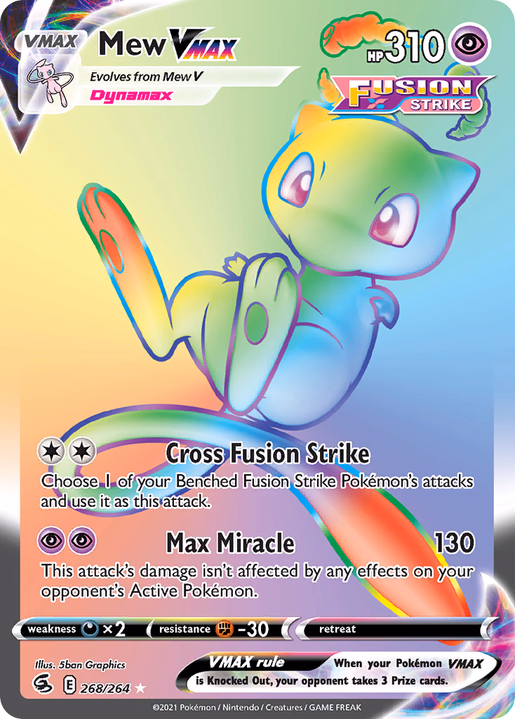 Mew VMAX Pokemon card (268/264, Fusion Strike)