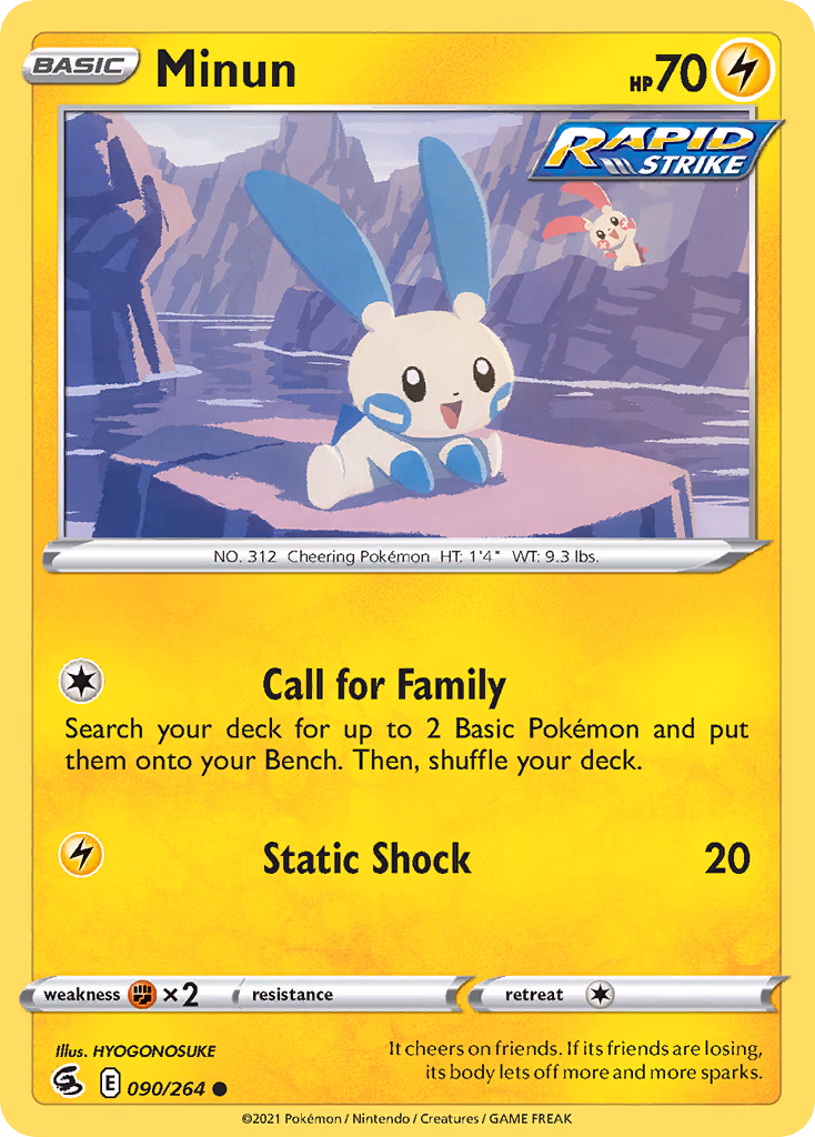 Minun Pokemon card (090/264, Fusion Strike)