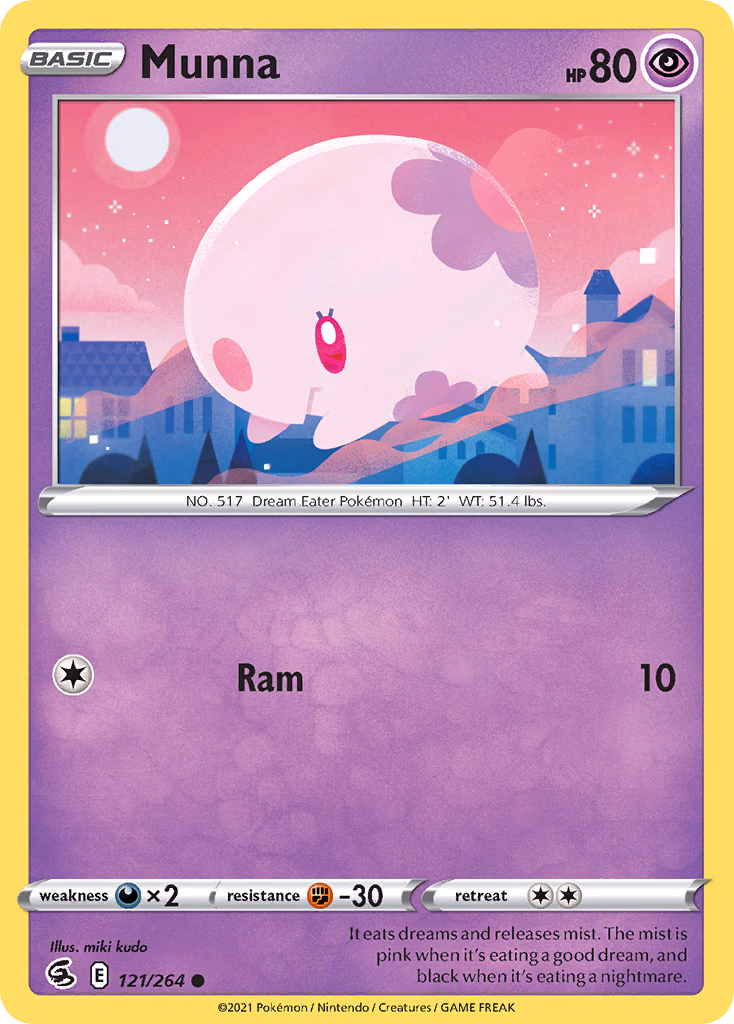 Munna Pokemon card (121/264, Fusion Strike)