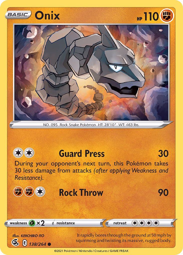 Onix Pokemon card (138/264, Fusion Strike)