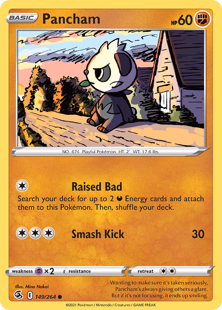 Pancham Pokemon card (149/264, Fusion Strike)