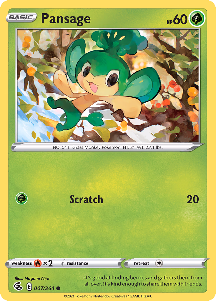 Pansage Pokemon card (007/264, Fusion Strike)