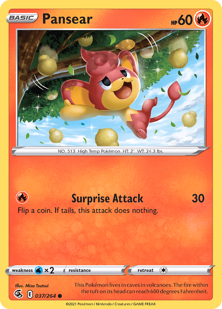 Pansear Pokemon card (037/264, Fusion Strike)