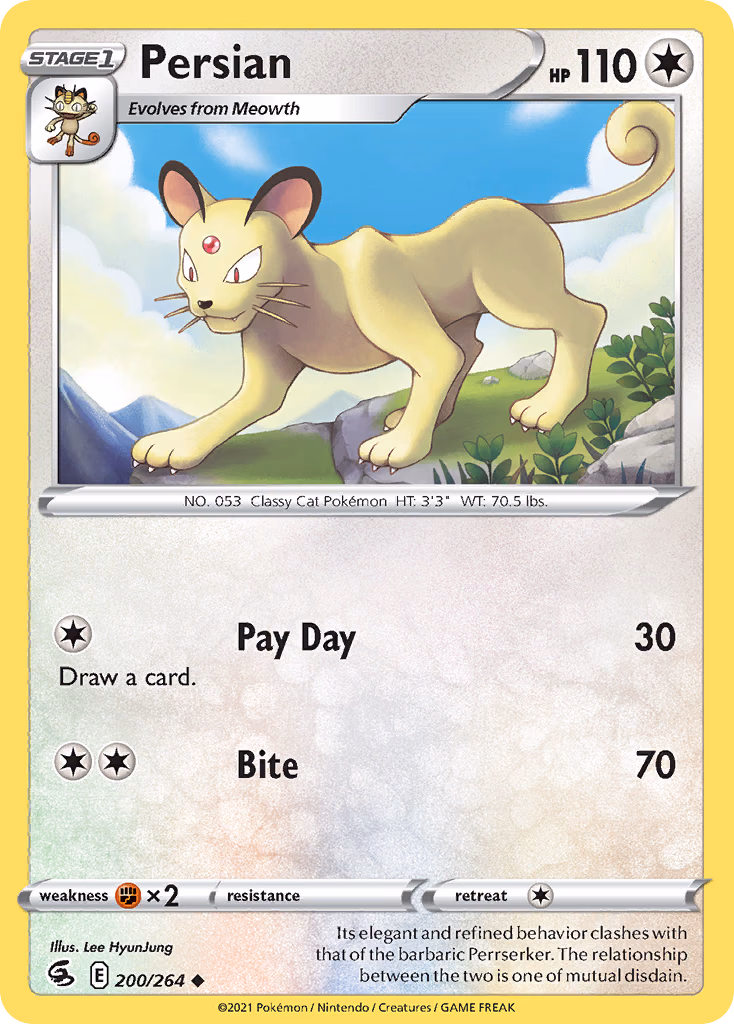 Persian Pokemon card (200/264, Fusion Strike)
