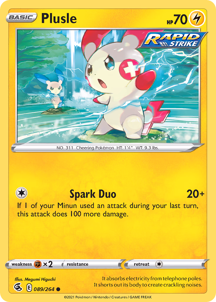Plusle Pokemon card (089/264, Fusion Strike)