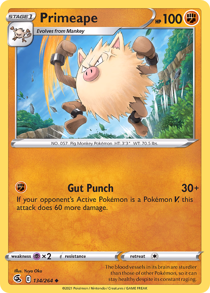 Primeape Pokemon card (134/264, Fusion Strike)