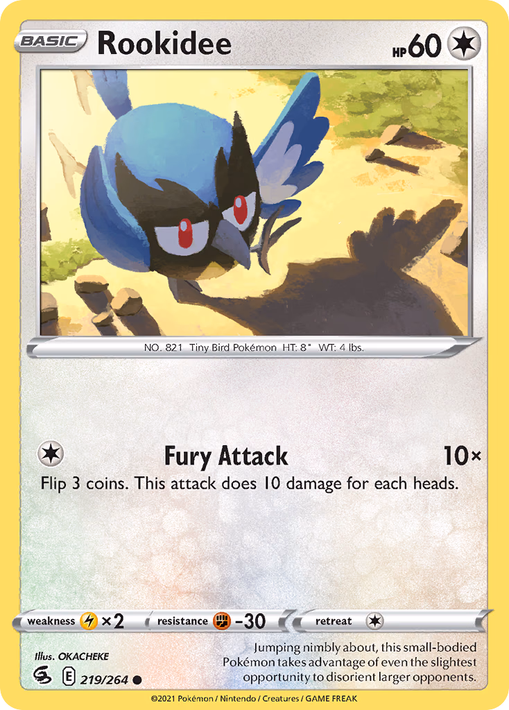 Rookidee Pokemon card (219/264, Fusion Strike)
