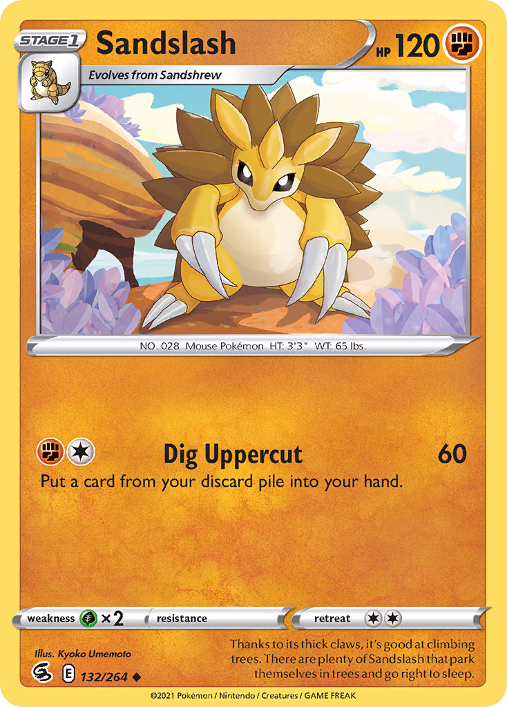 Sandslash Pokemon card (132/264, Fusion Strike)