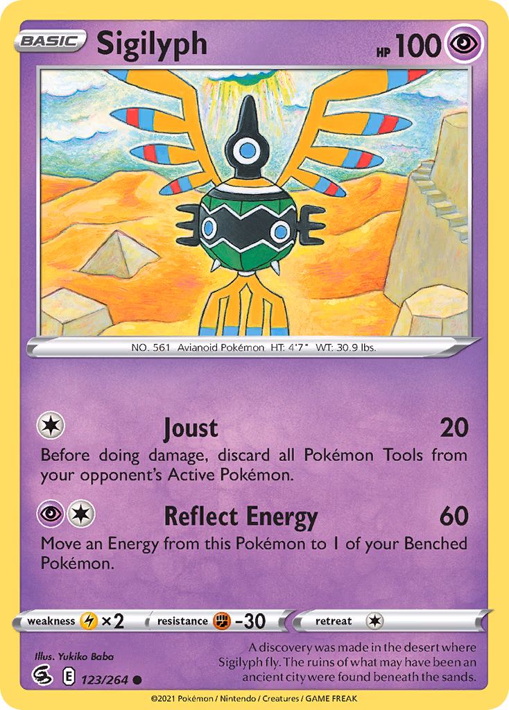 Sigilyph Pokemon card (123/264, Fusion Strike)