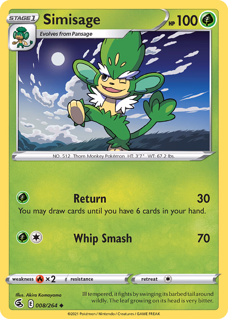 Simisage Pokemon card (008/264, Fusion Strike)