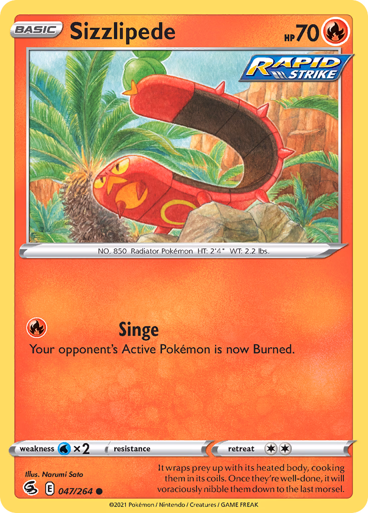 Sizzlipede Pokemon card (047/264, Fusion Strike)
