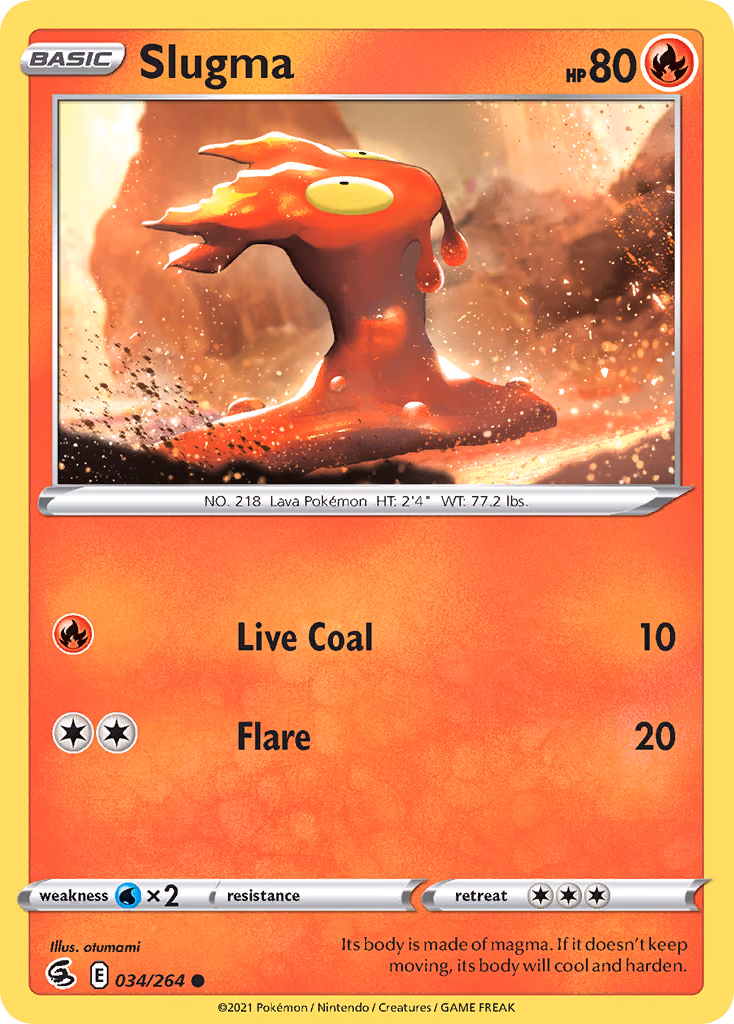 Slugma Pokemon card (034/264, Fusion Strike)