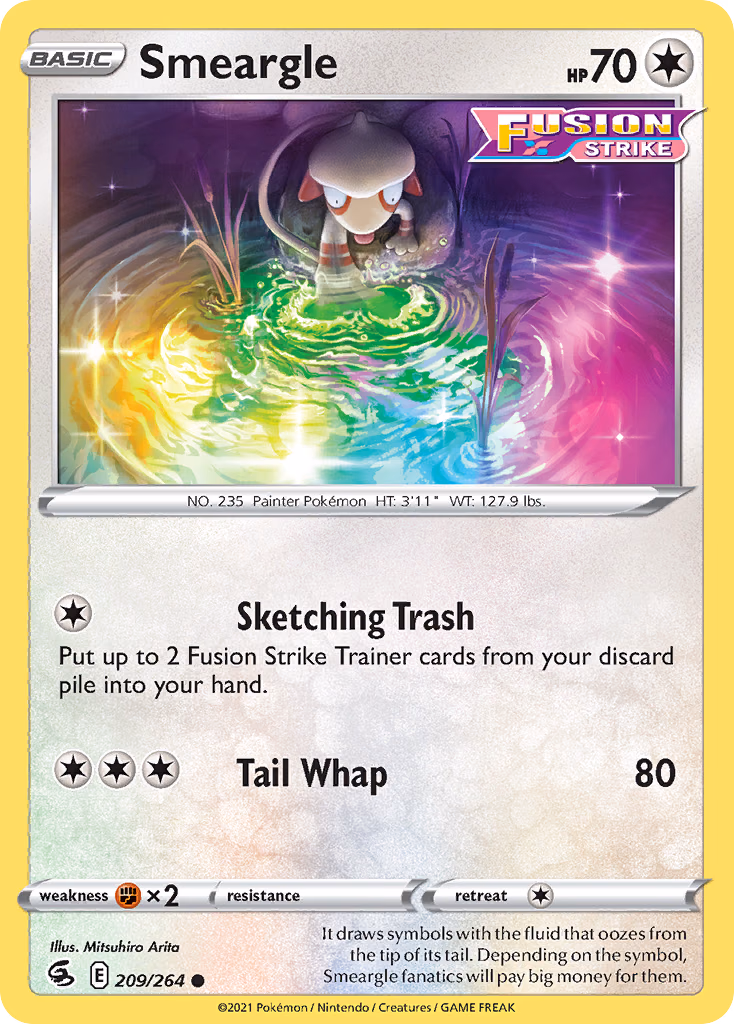 Smeargle Pokemon card (209/264, Fusion Strike)